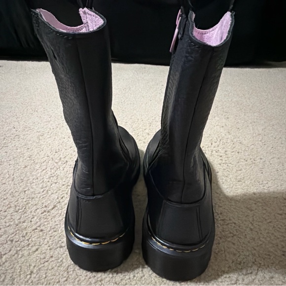 Dr Doc Martens Girls 3 Bex Heart Cut-Out Cowboy Boots Leather Black Zipper NEW - Picture 8 of 12